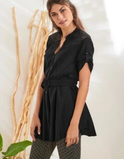 Tunique Boutonnée Macramé Unie -Femmes Vêtements Magasin 610704 C02 zoomx vue6