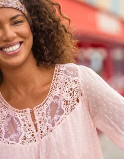 Blouse Macramé Unie, Voile Plumetis -Femmes Vêtements Magasin 610707 C01 zoomx vue4