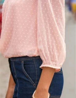 Blouse Macramé Unie, Voile Plumetis -Femmes Vêtements Magasin 610707 C01 zoomx vue5