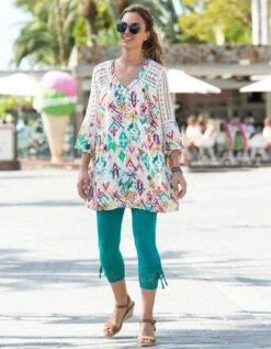 Tunique Imprimée Ample, Détails Macramé 9 Tunique Imprimée Ample, Détails Macramé -Femmes Vêtements Magasin 610725 C00 zoomx vue4