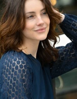 Blouse Unie Manches Dentelle