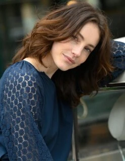 Blouse Unie Manches Dentelle -Femmes Vêtements Magasin 610735 C04 zoomx vue3