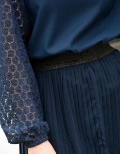 Blouse Unie Manches Dentelle -Femmes Vêtements Magasin 610735 C04 zoomx vue6