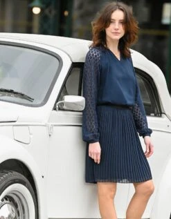 Blouse Unie Manches Dentelle -Femmes Vêtements Magasin 610735 C04 zoomx vue7