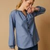 Blouse Boutonnée Brodée Chambray