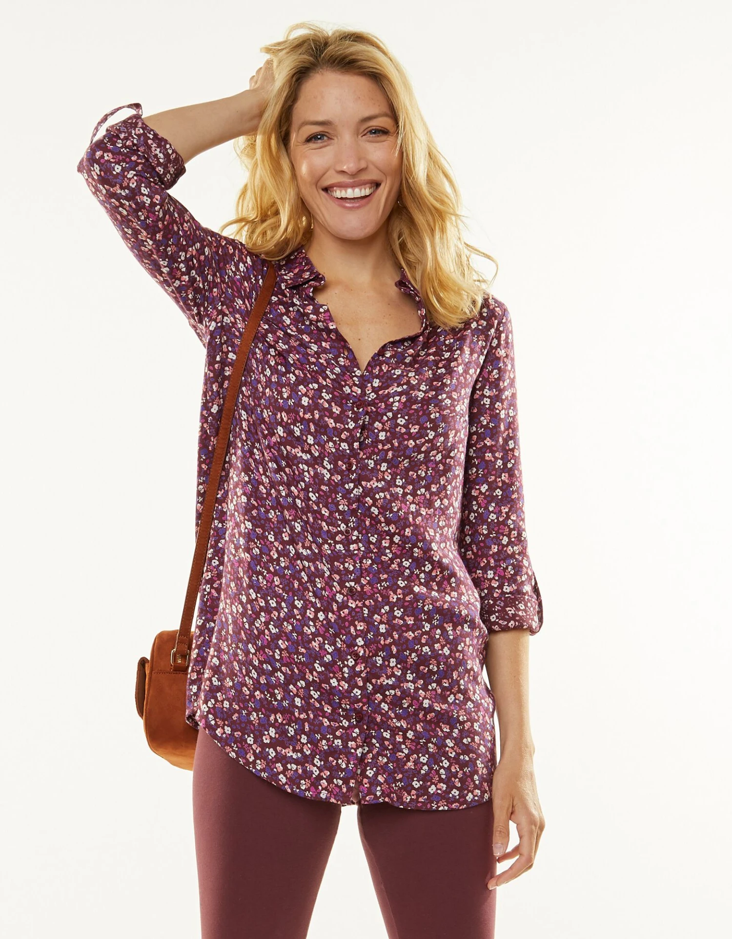 Chemise Liquette Boutonnée Imprimé Fleuri, Crêpe 3 Chemise Liquette Boutonnée Imprimé Fleuri, Crêpe