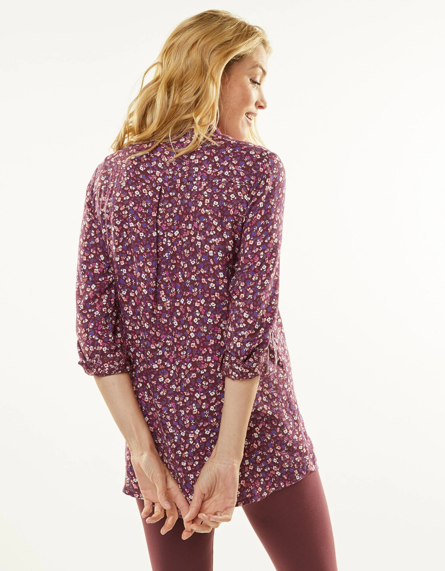 Chemise Liquette Boutonnée Imprimé Fleuri, Crêpe 4 Chemise Liquette Boutonnée Imprimé Fleuri, Crêpe – Image 2