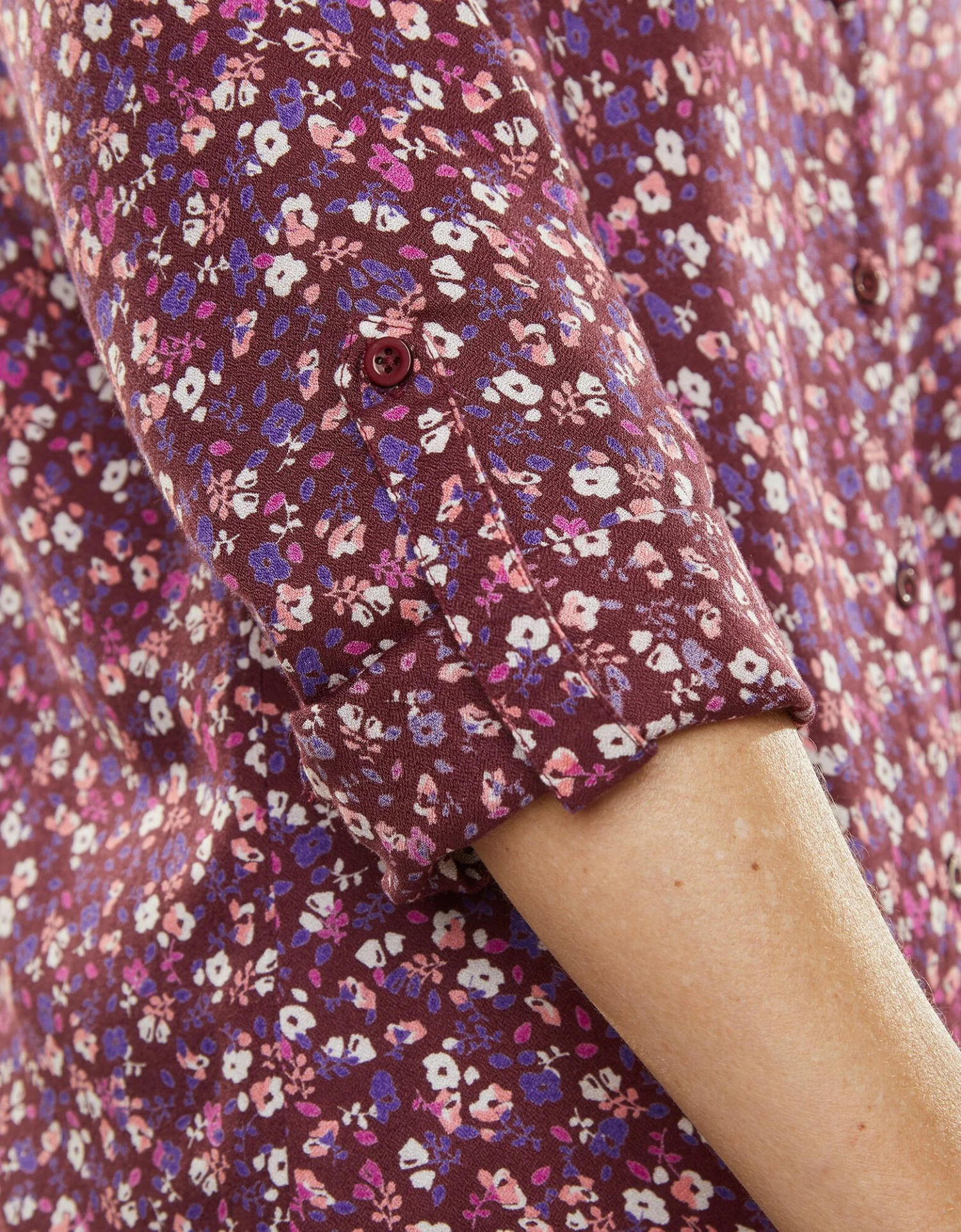 Chemise Liquette Boutonnée Imprimé Fleuri, Crêpe 5 Chemise Liquette Boutonnée Imprimé Fleuri, Crêpe – Image 3