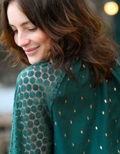 Blouse Imprimée Manches Dentelle -Femmes Vêtements Magasin 610748 C01 zoomx vue3