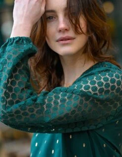 Blouse Imprimée Manches Dentelle -Femmes Vêtements Magasin 610748 C01 zoomx vue7