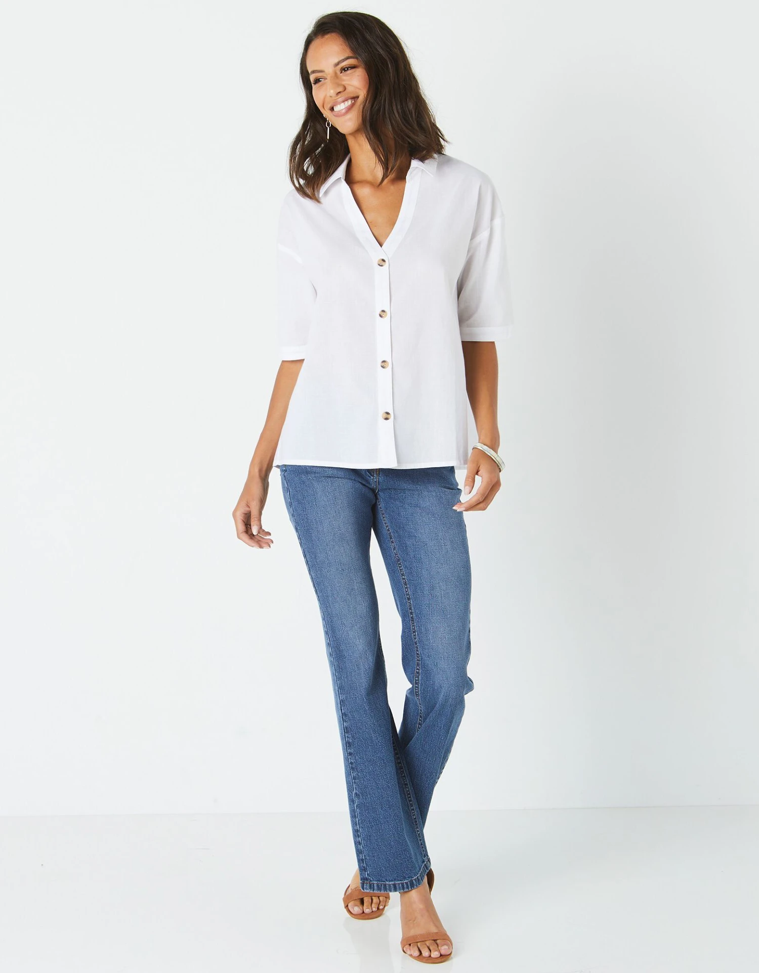 Chemise Manches Coudes Unie, Spécial Petites 5 Chemise Manches Coudes Unie, Spécial Petites – Image 3