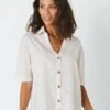 Chemise Manches Coudes Imprimé Rayé, Spécial Petites -Femmes Vêtements Magasin 610757 C01 zoomx