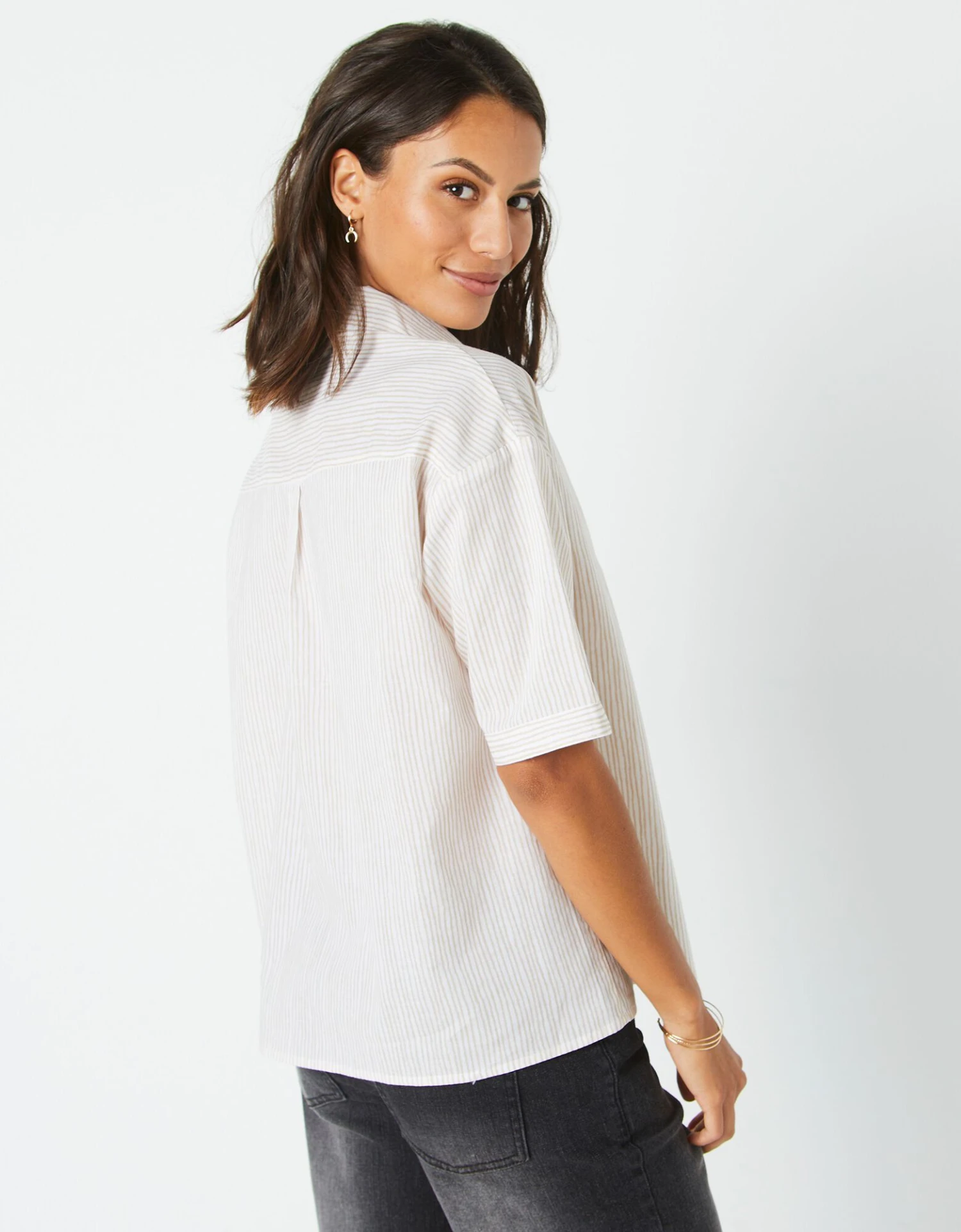 Chemise Manches Coudes Imprimé Rayé, Spécial Petites 4 Chemise Manches Coudes Imprimé Rayé, Spécial Petites – Image 2