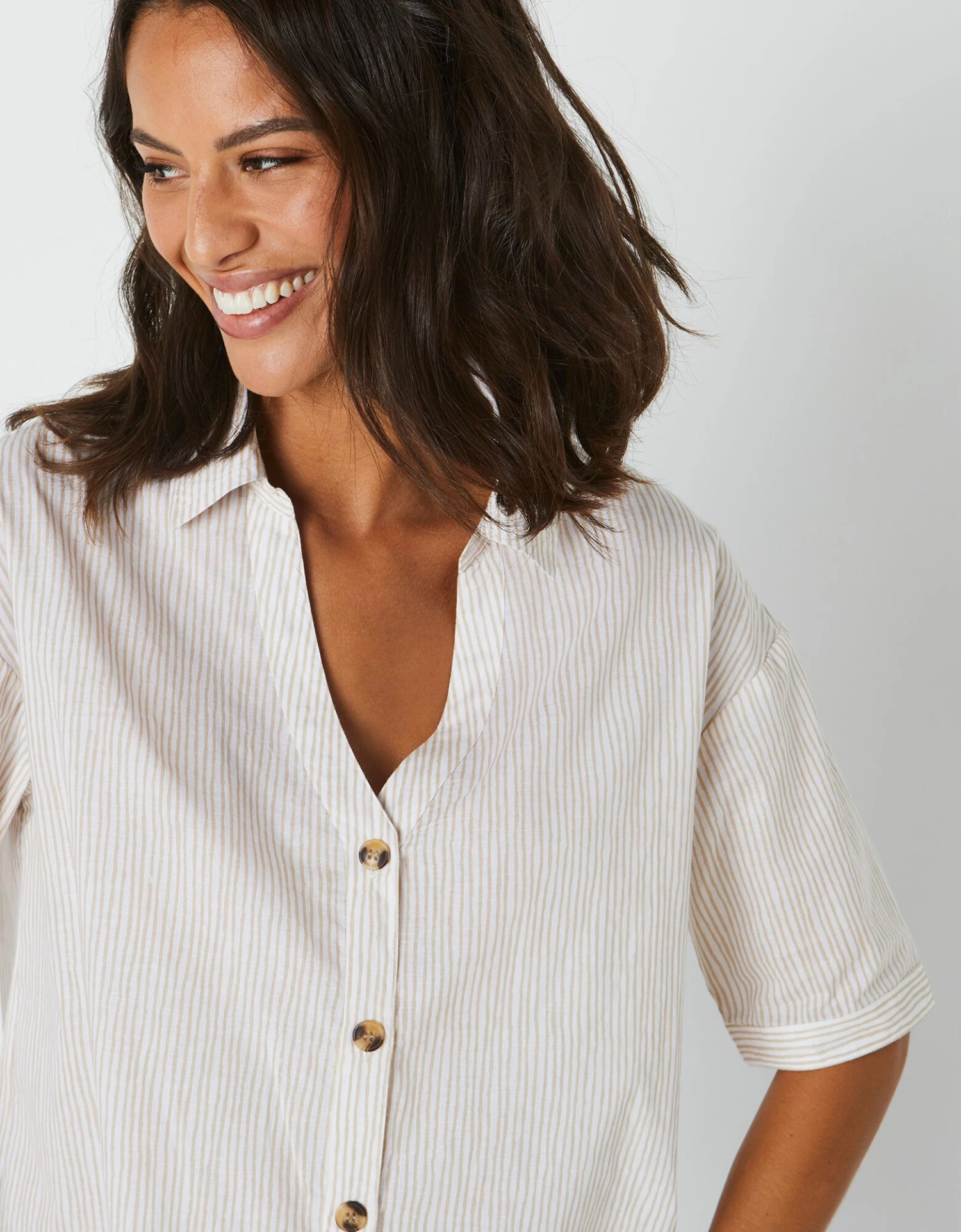 Chemise Manches Coudes Imprimé Rayé, Spécial Petites 8 Chemise Manches Coudes Imprimé Rayé, Spécial Petites – Image 6