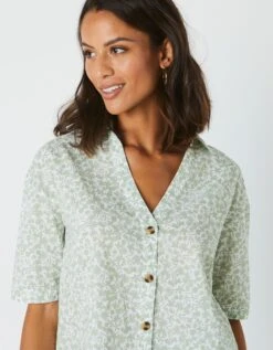 Chemise Manches Coudes Imprimé Fleuri, Spécial Petites 11 Chemise Manches Coudes Imprimé Fleuri, Spécial Petites -Femmes Vêtements Magasin 610759 C01 zoomx vue4