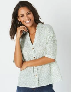 Chemise Manches Coudes Imprimé Fleuri, Spécial Petites 12 Chemise Manches Coudes Imprimé Fleuri, Spécial Petites -Femmes Vêtements Magasin 610759 C01 zoomx vue5