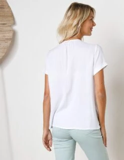 Blouse Boutonnée En Viscose Unie, Manches Courtes -Femmes Vêtements Magasin 610766 C01 zoomx vue5