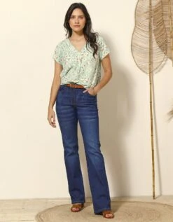 Blouse V Manches Courtes, Crêpe Imprimé Fleuri -Femmes Vêtements Magasin 610769 C00 zoomx vue6