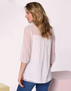 Blouse Macramé Unie, Voile Plumetis -Femmes Vêtements Magasin 610771 C04 zoomx vue2