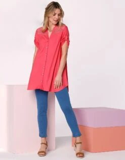 Tunique Macramé Boutonnée Col Tunisien Unie -Femmes Vêtements Magasin 610777 C04 zoomx vue5