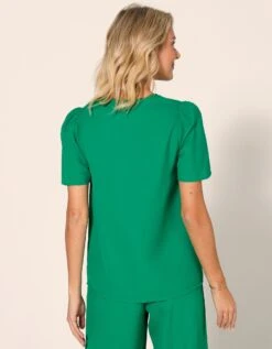 Blouse Unie Col V Manches Courtes -Femmes Vêtements Magasin 610781 C01 zoomx vue4