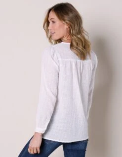 Chemise Boutonnée Coton Texturé, Empiècement Brodé 7 Chemise Boutonnée Coton Texturé, Empiècement Brodé -Femmes Vêtements Magasin 610784 C01 zoomx vue2