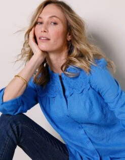 Chemise Boutonnée Coton Texturé, Empiècement Brodé 11 Chemise Boutonnée Coton Texturé, Empiècement Brodé -Femmes Vêtements Magasin 610784 C02 zoomx vue5