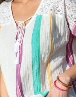 Tunique Macramé Crépon Rayé Coton -Femmes Vêtements Magasin 610788 C01 zoomx vue3