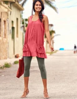 Tunique Longue Unie Volantée Sans Manches Plis Piqués 5 Tunique Longue Unie Volantée Sans Manches Plis Piqués -Femmes Vêtements Magasin 610969 C01 zoomx vue2