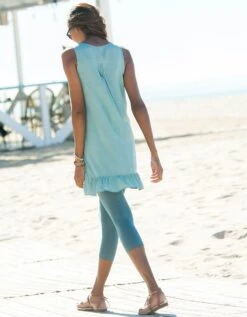 Tunique Longue Unie Volantée Sans Manches Plis Piqués -Femmes Vêtements Magasin 610969 C09 zoomx vue7