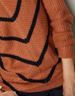 Pull Col V Rayé, Maille Anglaise Toucher Mohair 9 Pull Col V Rayé, Maille Anglaise Toucher Mohair -Femmes Vêtements Magasin 611260 C04 zoomx vue4