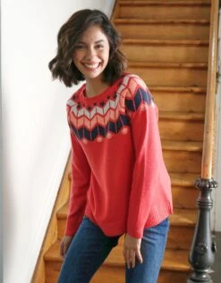 Pull Décolleté Jacquard -Femmes Vêtements Magasin 611291 C05 zoomx vue2