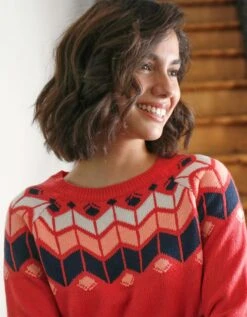 Pull Décolleté Jacquard -Femmes Vêtements Magasin 611291 C05 zoomx vue3