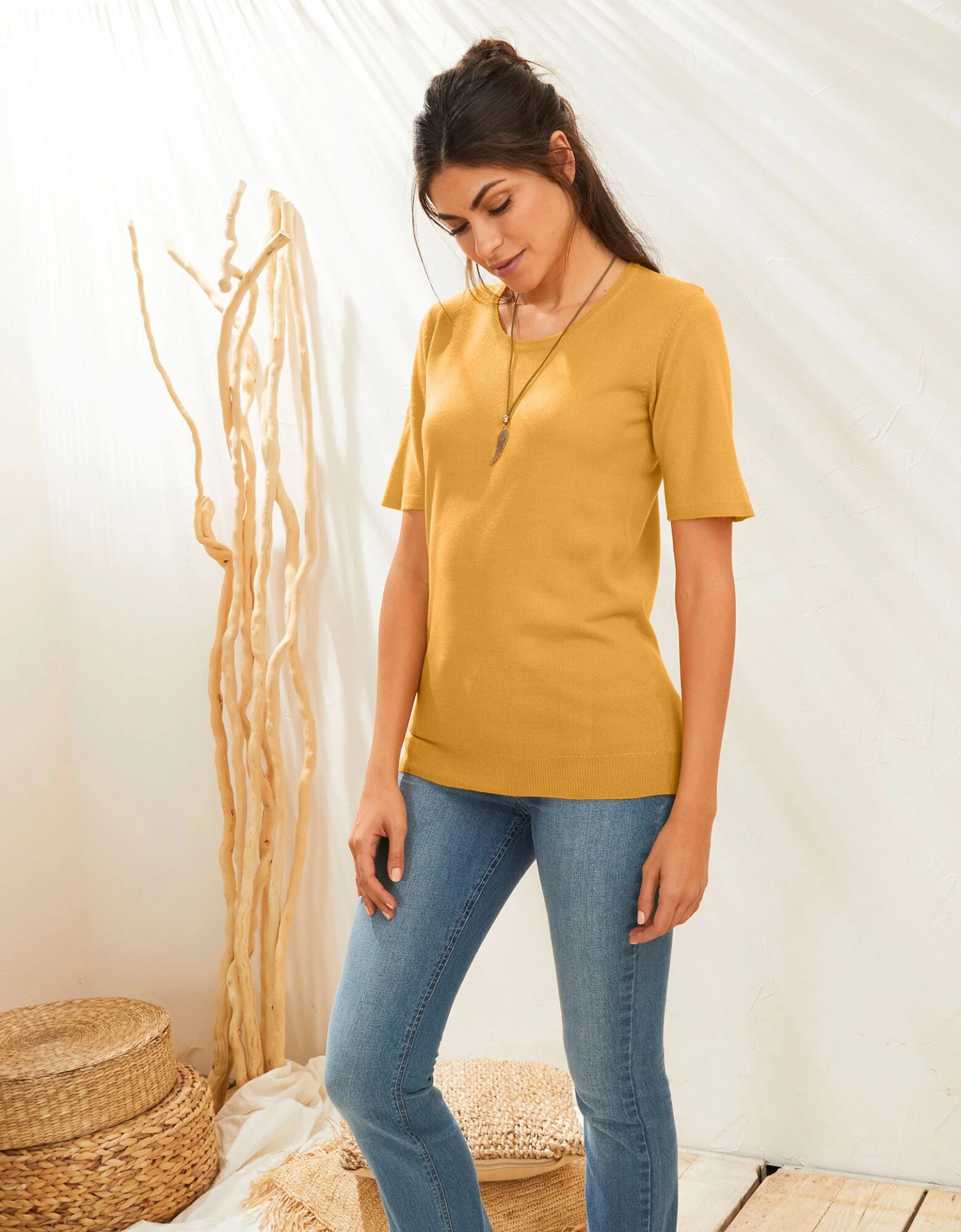 Pull Uni Manches Courtes Toucher Cachemire 7 Pull Uni Manches Courtes Toucher Cachemire – Image 5