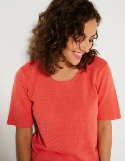 Pull Uni Manches Courtes Toucher Cachemire -Femmes Vêtements Magasin 611297 C11 zoomx vue4