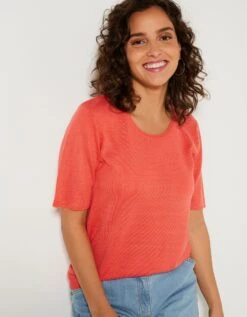 Pull Uni Manches Courtes Toucher Cachemire -Femmes Vêtements Magasin 611297 C11 zoomx vue5