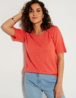 Pull Uni Manches Courtes Toucher Cachemire -Femmes Vêtements Magasin 611297 C11 zoomx vue6