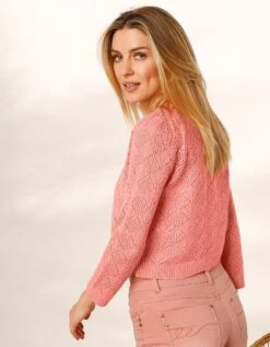 Boléro Boutonné, Maille Ajourée Toucher Cachemire -Femmes Vêtements Magasin 611298 C04 zoomx vue2