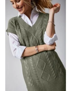 Pull Tunique Torsadé Manches Courtes, Toucher Cachemire -Femmes Vêtements Magasin 611318 C01 zoomx vue5