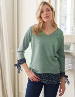 Pull Bi-matière Effet 2en1, Toucher Cachemire