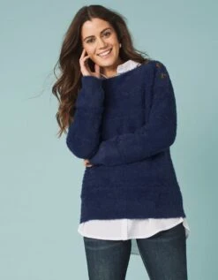 Pull Col Bateau Maille Poilue Fantaisie 11 Pull Col Bateau Maille Poilue Fantaisie -Femmes Vêtements Magasin 611330 C02 zoomx vue3