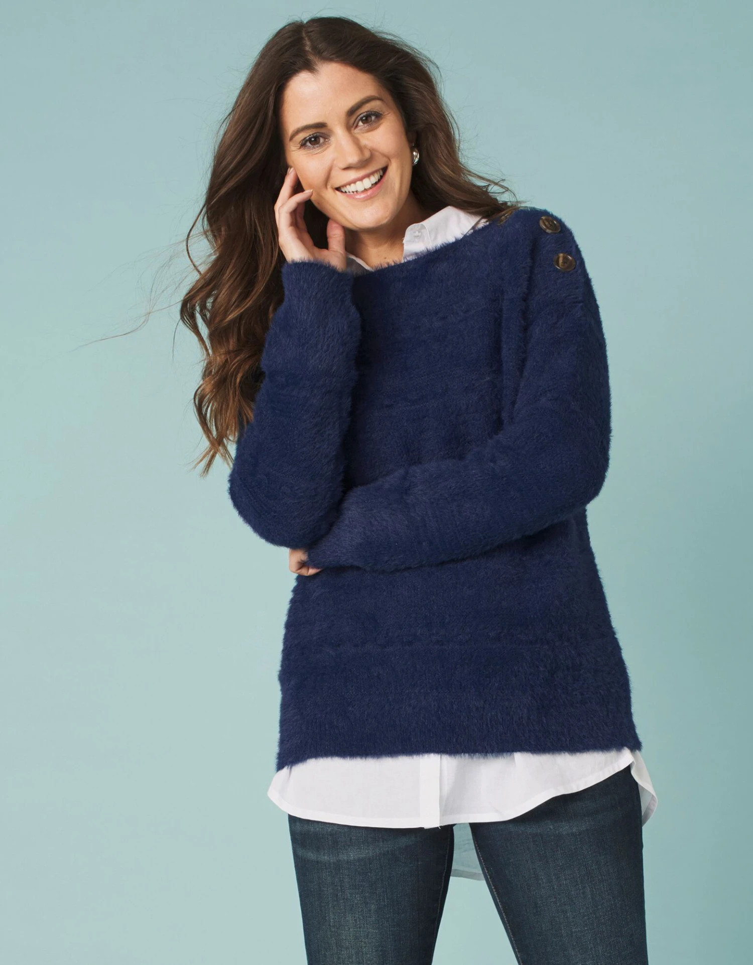 Pull Col Bateau Maille Poilue Fantaisie 5 Pull Col Bateau Maille Poilue Fantaisie – Image 3