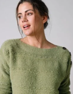 Pull Col Bateau Maille Poilue Fantaisie -Femmes Vêtements Magasin 611330 C05 zoomx vue3