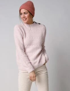 Pull Col Montant Maille Poilue Fantaisie -Femmes Vêtements Magasin 611331 C03 zoomx vue4