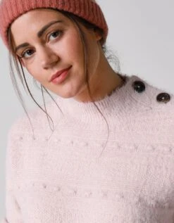 Pull Col Montant Maille Poilue Fantaisie -Femmes Vêtements Magasin 611331 C03 zoomx vue5