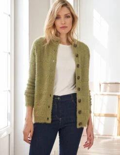 Cardigan Boutonné Maille Poilue Fantaisie