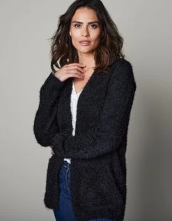 Gilet Long En Maille Poilue