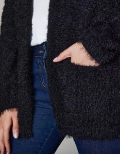 Gilet Long En Maille Poilue -Femmes Vêtements Magasin 611357 C00 zoomx vue5