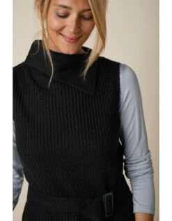Pull Tunique Sans Manches Uni à Ceinture Amovible - Toucher Mohair -Femmes Vêtements Magasin 611362 C01 zoomx vue5