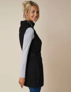 Pull Tunique Sans Manches Uni à Ceinture Amovible - Toucher Mohair -Femmes Vêtements Magasin 611362 C01 zoomx vue7